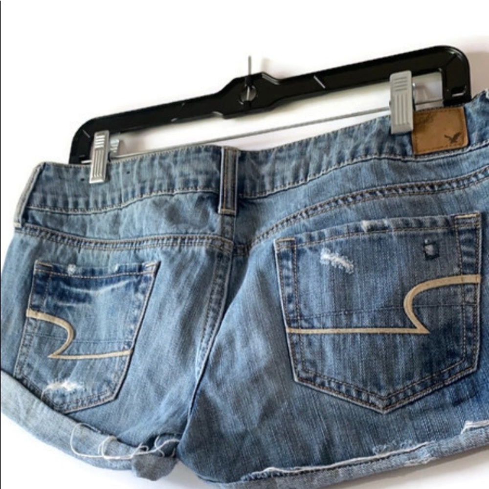 American Eagle Distressed Patch Denim Shorts - image 3